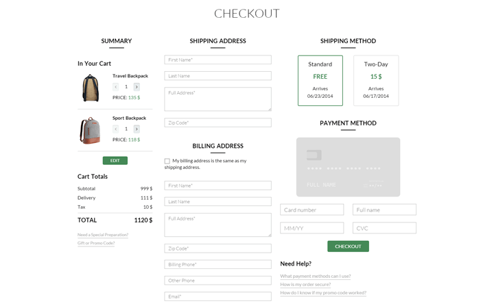 Checkout Page